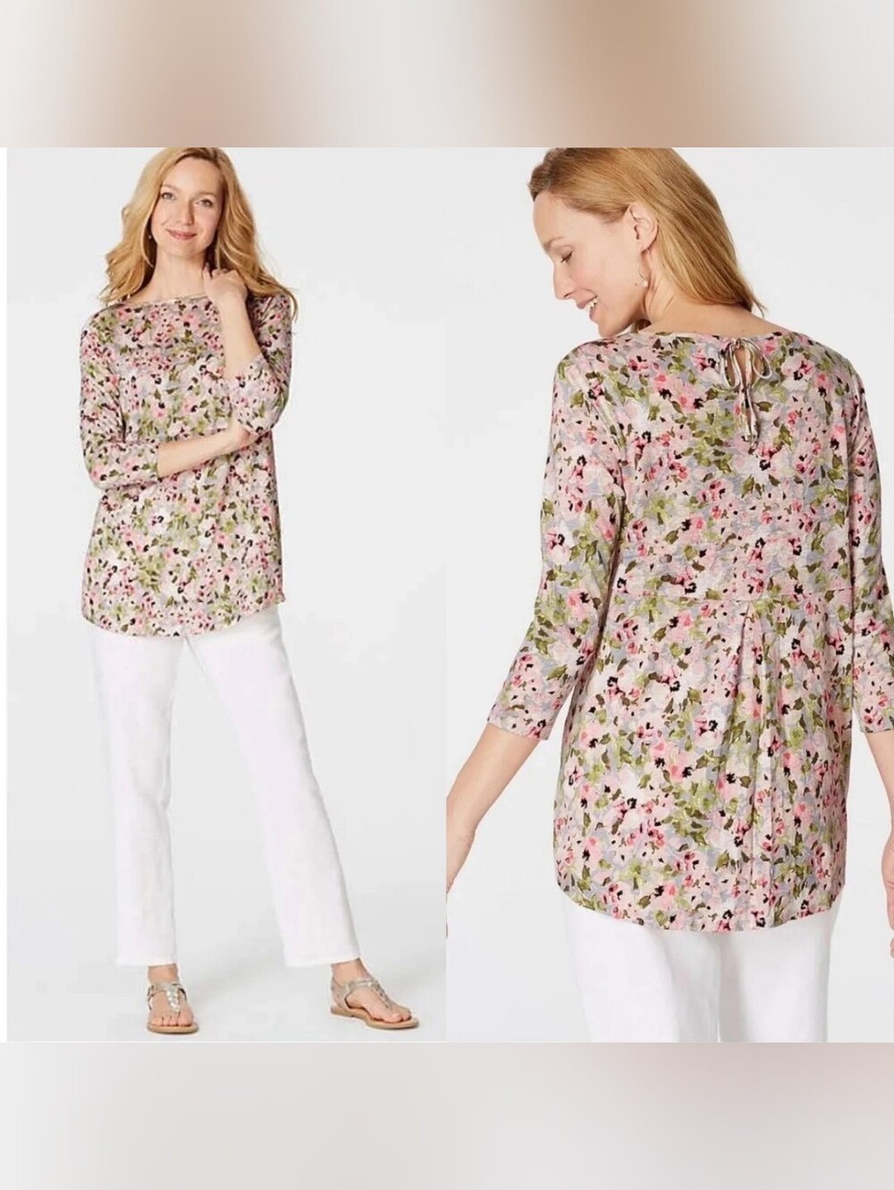 J Jill Love Linen Floral Top Womens Size L